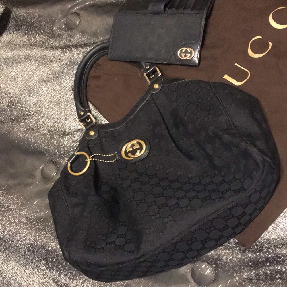 Authentic Gucci Signature Monogram cloth Tote